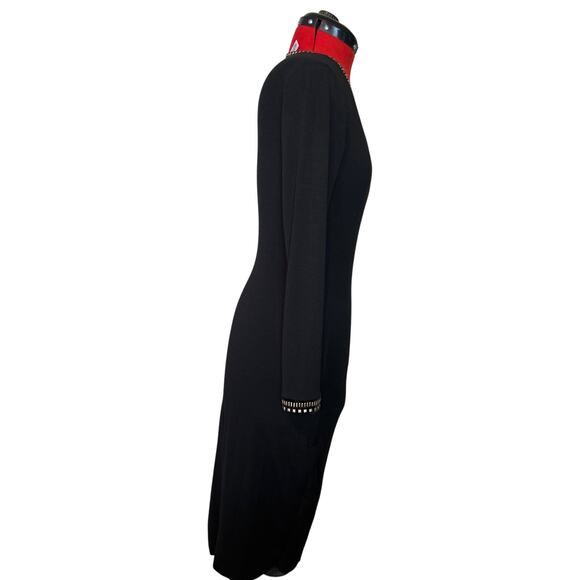 EUC Elegant Cache Black Formal Wrap Dress Sparkle Rhinestone Women's Size XS - Picture 3 of 5